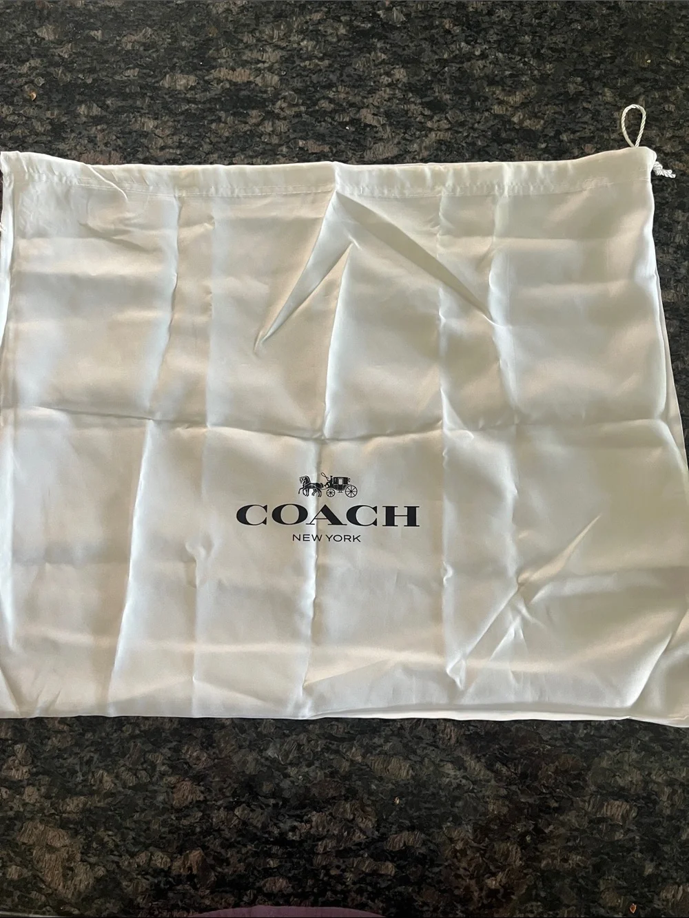 Coach White Satin Logo Drawstring Dust Bag